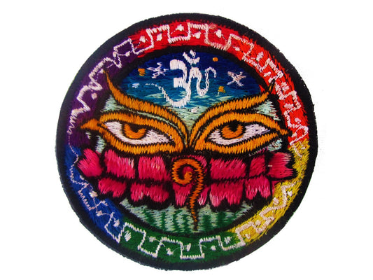 rainbow buddha eyes aum patch small size
