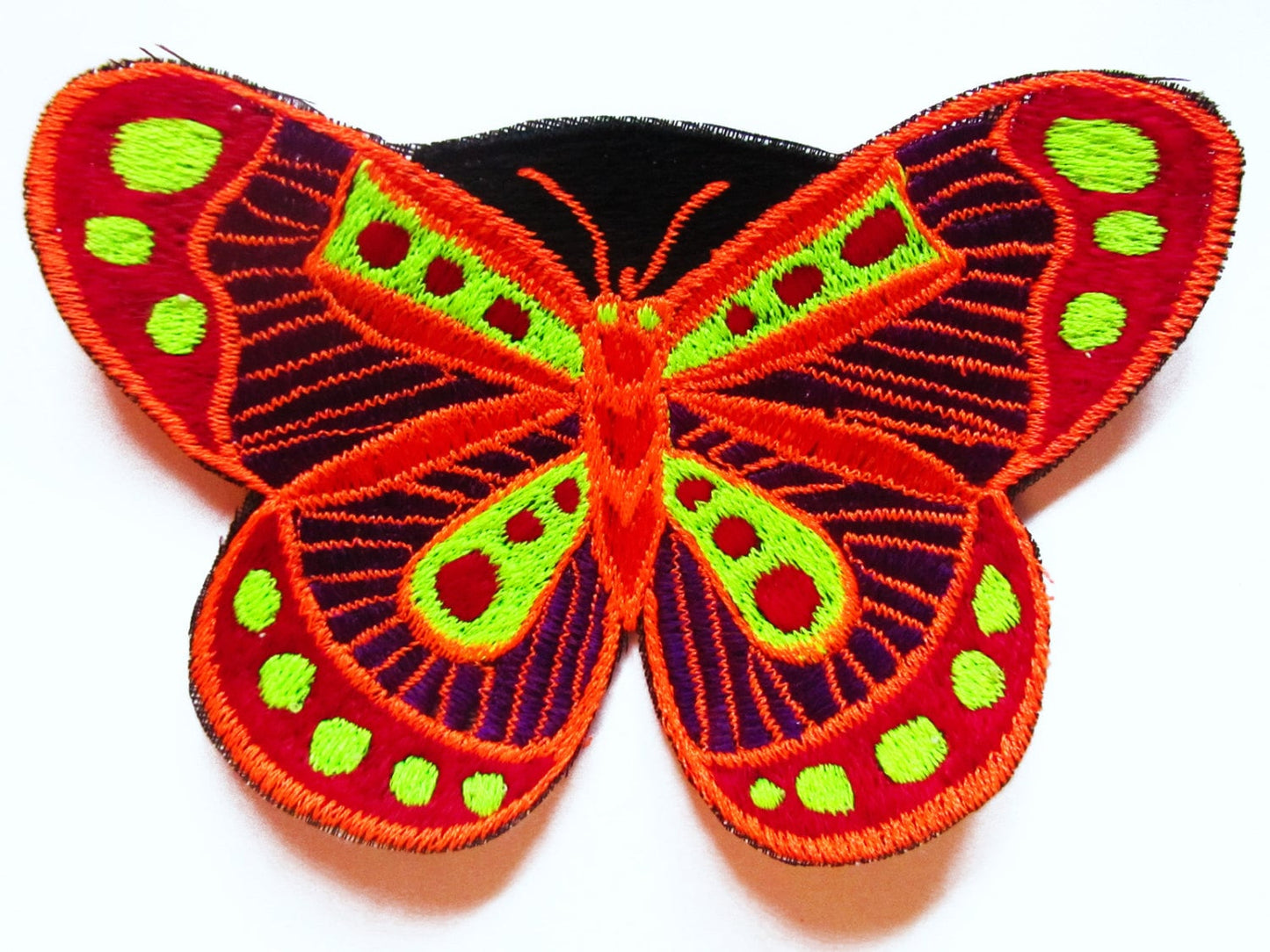 yellow dots butterfly patch small size rainbow goa trance blacklight