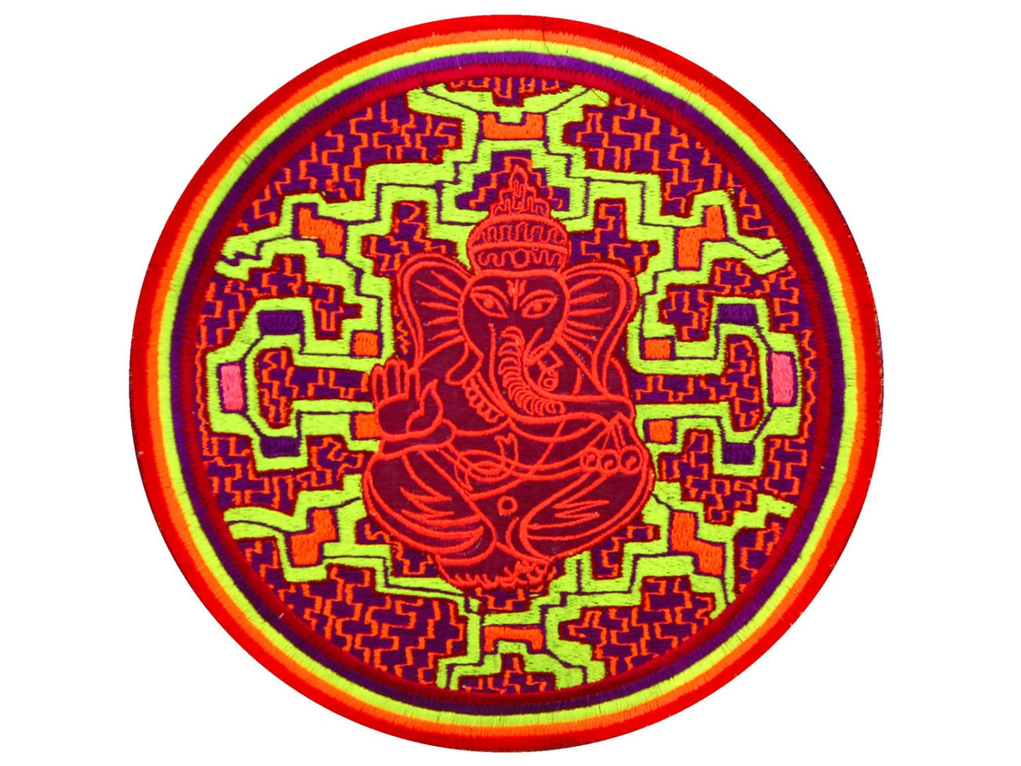 Ganesha Ayahuasca Patch Visionary DMT Songs Artwork Icaro Sacred Shipibo Healing Patterns Woven Songs of the Amazon UV glowing embroidery