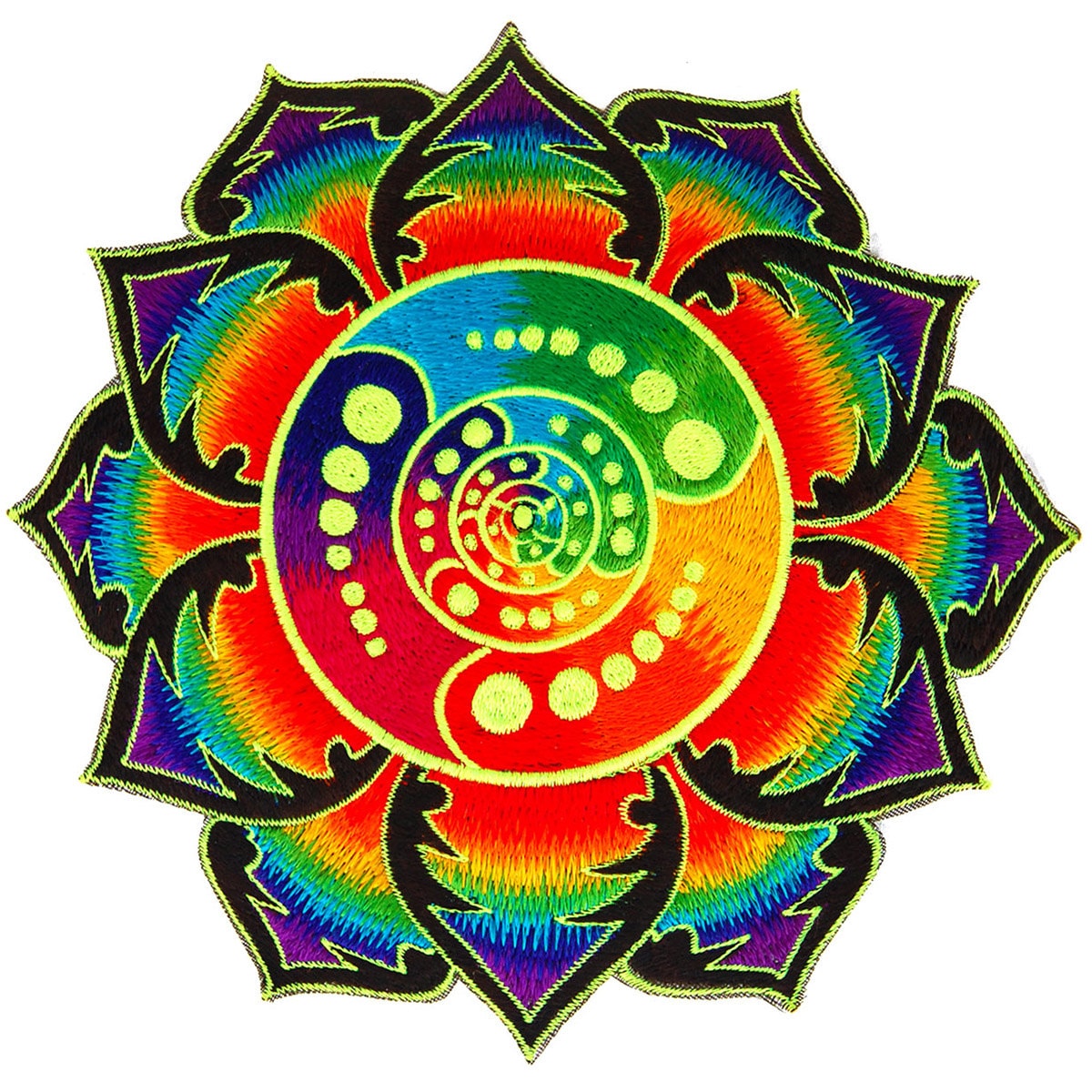 Attributes crop circle T-Shirt rainbow mandala blacklight handmade embroidery no print psy t-shirt