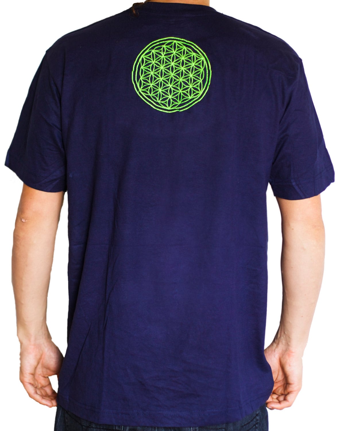 Attributes crop circle T-Shirt rainbow mandala blacklight handmade embroidery no print psy goa t-shirt