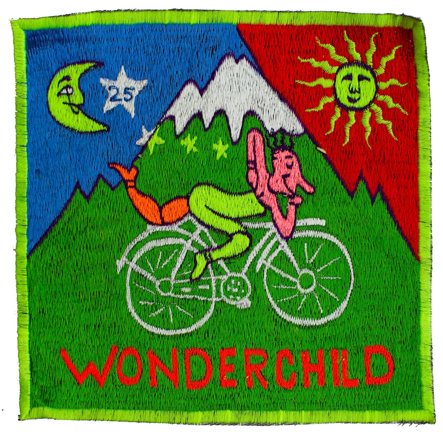 Wonderchild Albert Hofmann LSD T-Shirt blacklight handmade embroidery no print goa psy t-shirt Timothy Leary art uv active