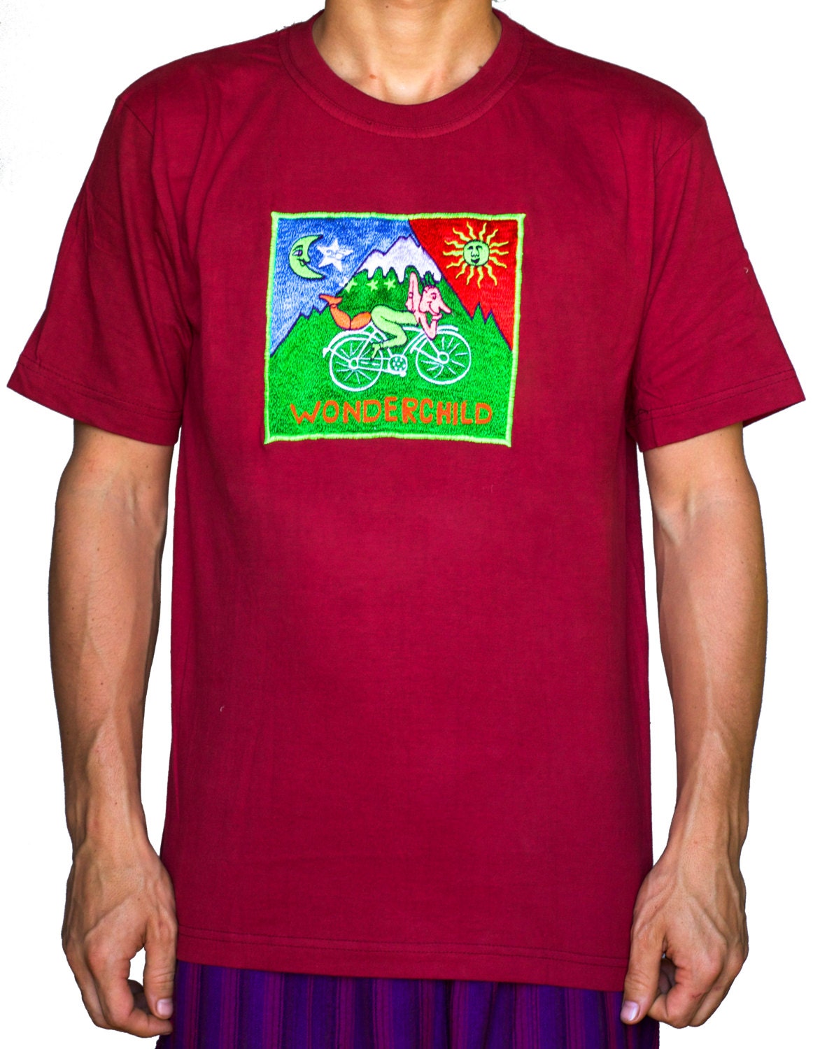 Wonderchild Albert Hofmann LSD T-Shirt blacklight handmade embroidery no print goa psy t-shirt Timothy Leary art uv active