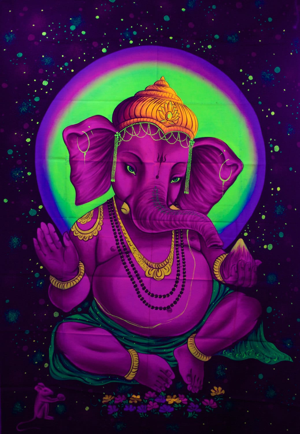 Ganesha UV Painting - handmade on order blacklight active psychedelic multiple sizes