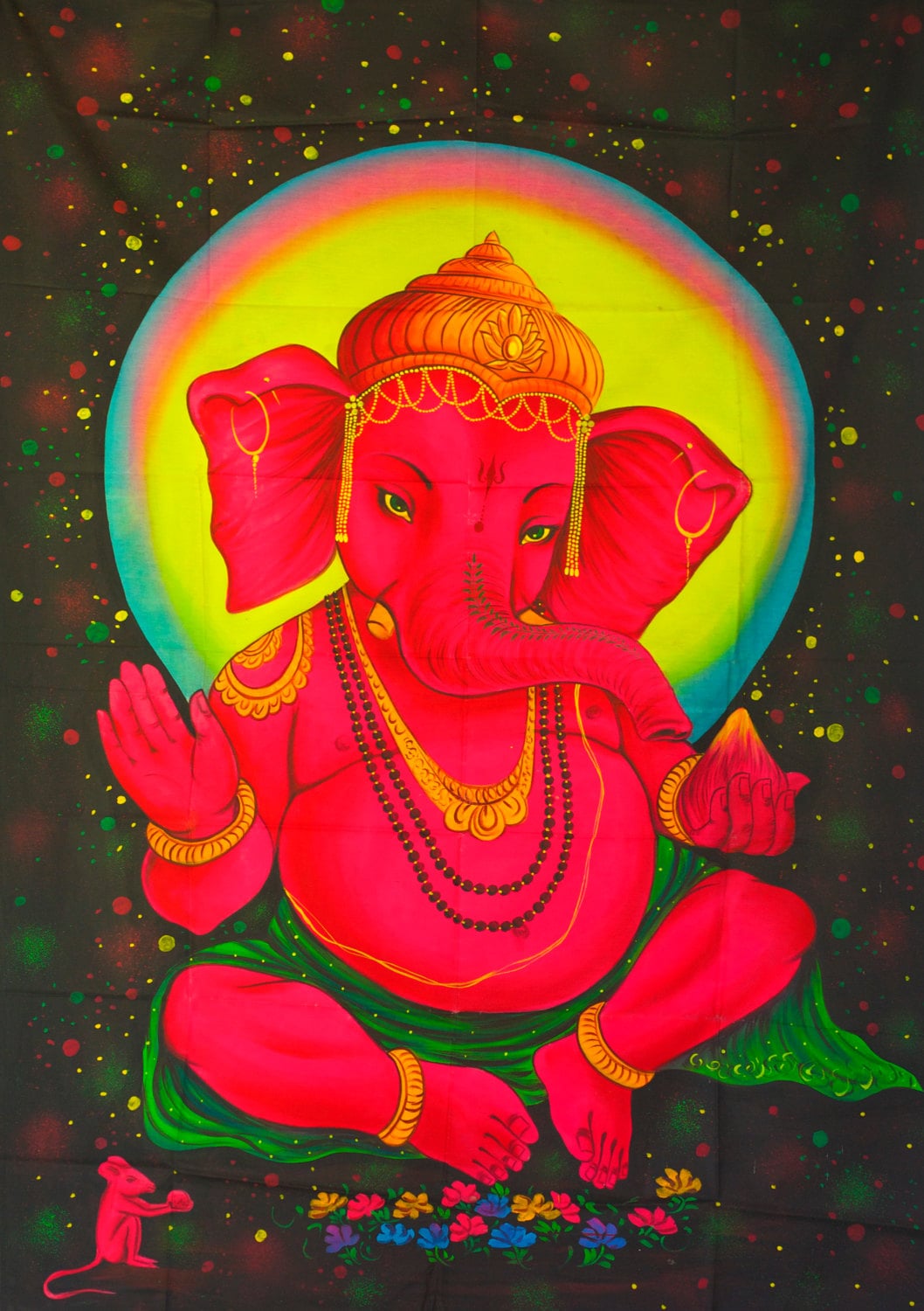 Ganesha UV Painting - handmade on order blacklight active psychedelic multiple sizes
