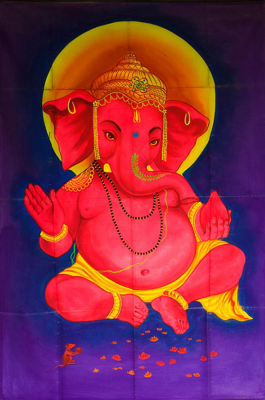 Purple Ganesha UV Painting - handmade on order blacklight active psychedelic multiple sizes