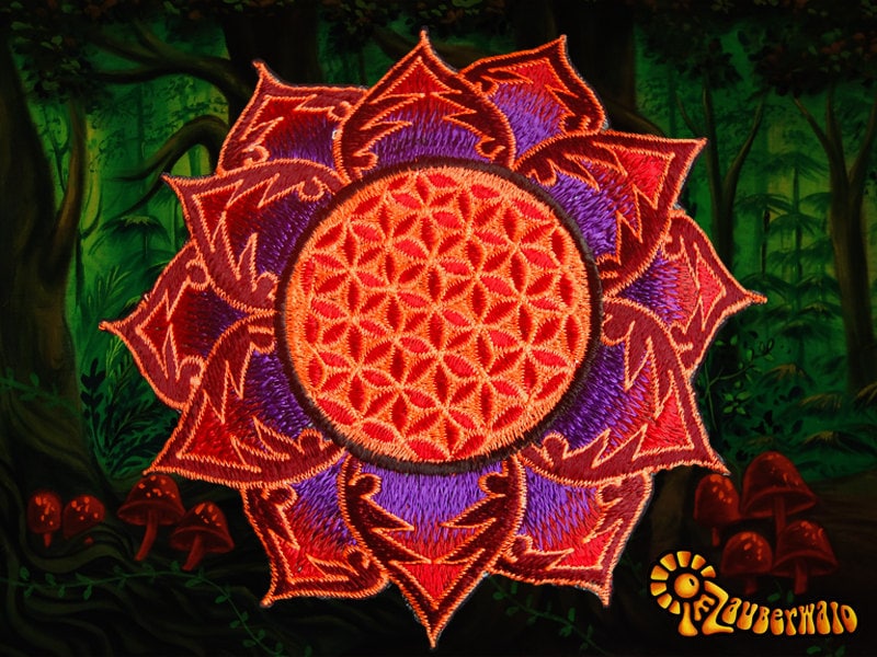 Flower of Life purple red holy geometry patch sacred art drunvalo melchizedek yantra