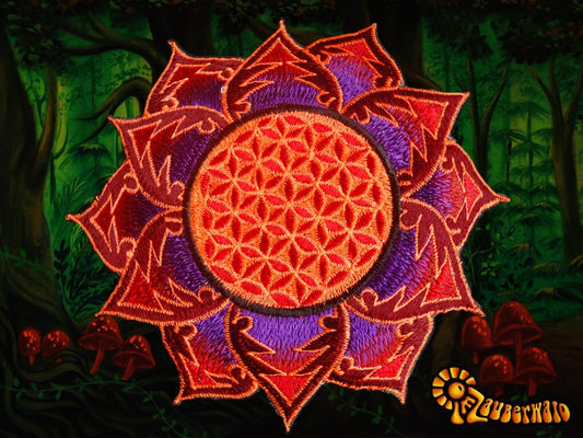 Flower of Life purple red holy geometry patch sacred art drunvalo melchizedek yantra