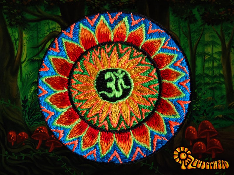 flower aum patch small size cosmic music goa india