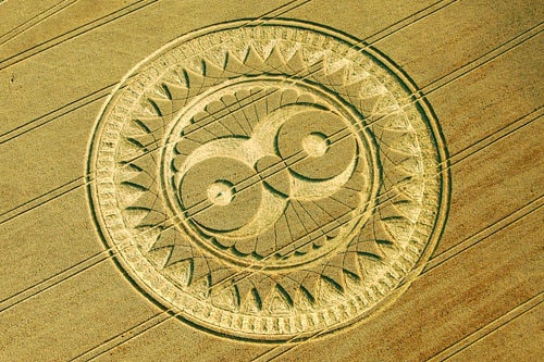 wise owl crop circle patch - alien art - blacklight - fractal flower - mystery UV glowing extraterrestrial mystery embroidery