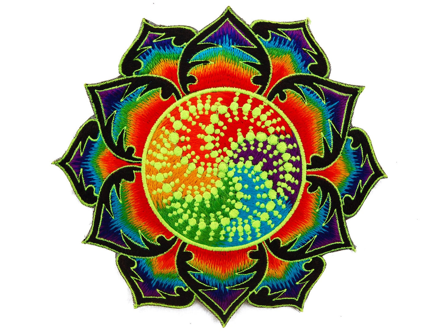 Milk Hill crop circle T-Shirt rainbow mandala blacklight handmade embroidery no print goa t-shirt