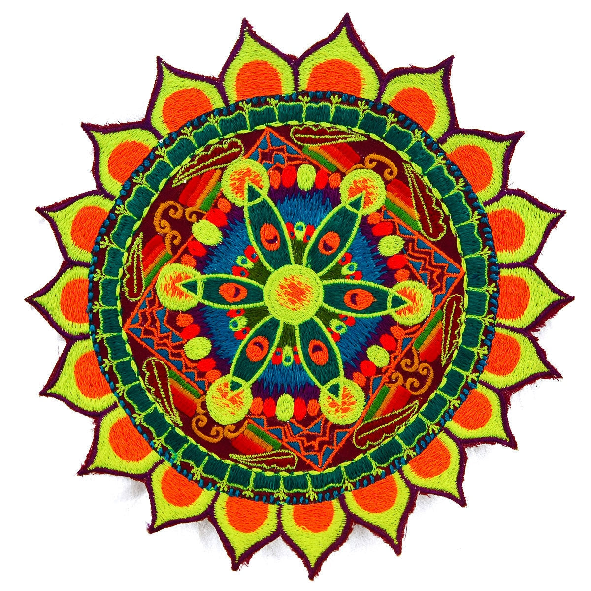 windmill mandala crop circle T-Shirt fractal flower of life blacklight handmade embroidery no print goa t-shirt