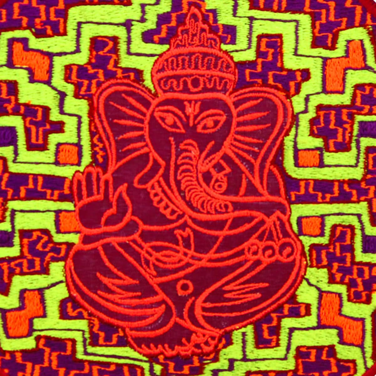 Ganesha Ayahuasca T-Shirt blacklight shipibo conibo embroidery no print psy shirt goa t-shirt