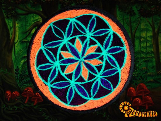 seed of life patch small size blacklight active crop circle