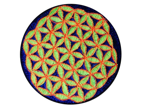 blue yellow orange flower of life patch small size holy geometry healing sacred