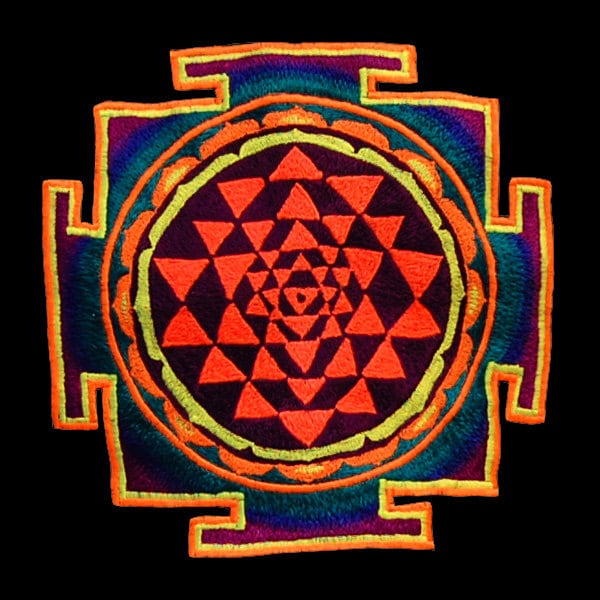 Shri Yantra T-Shirt - sacred healing yantra from india handmade embroidery no print
