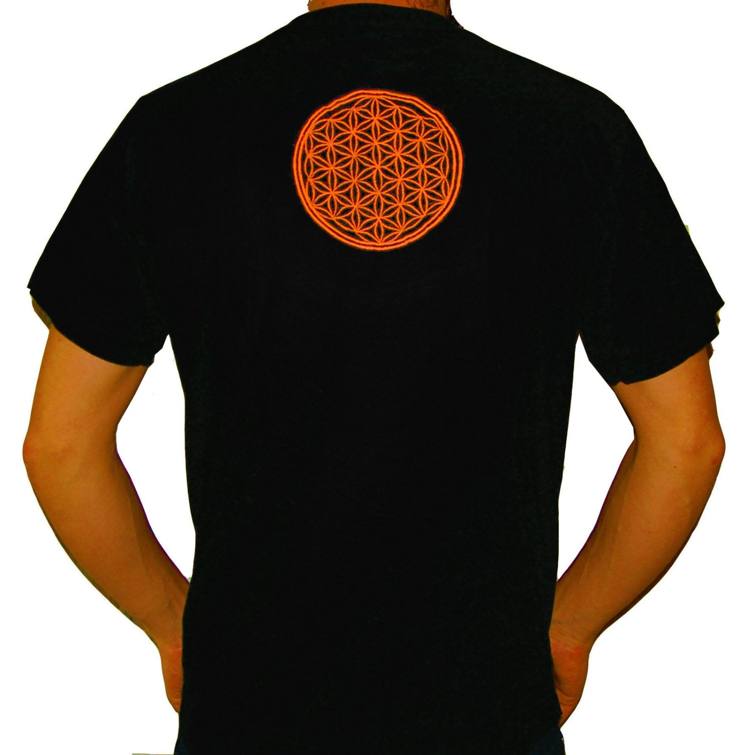 Big Milk Hill crop circle T-Shirt rainbow mandala blacklight handmade embroidery no print goa t-shirt