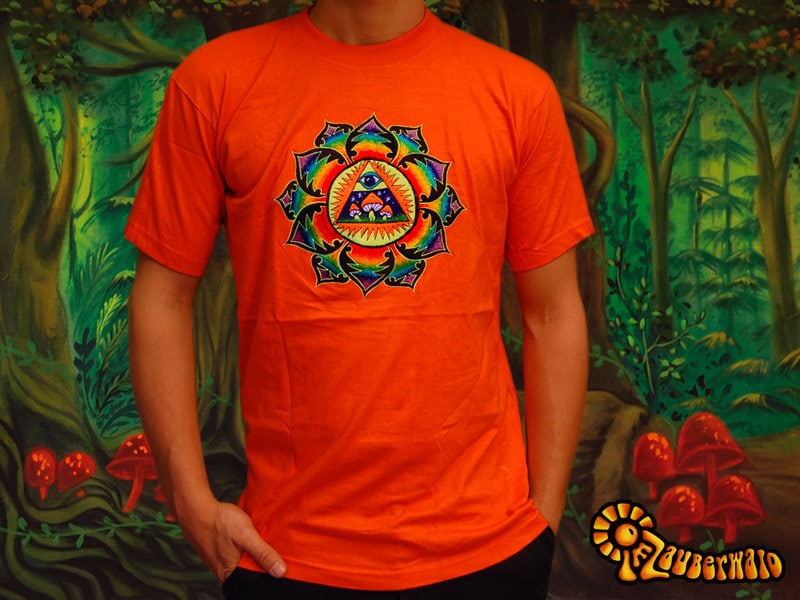 Illuminati Mushrooms T-Shirt allseeing rainbow psilo eye psychedelic no print goa t-shirt