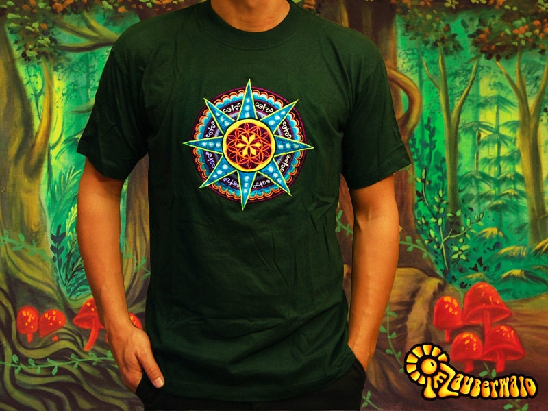 Seed of Life Star T-Shirt - sacred healing geometry seed of flower of life crop circle handmade embroidery no print