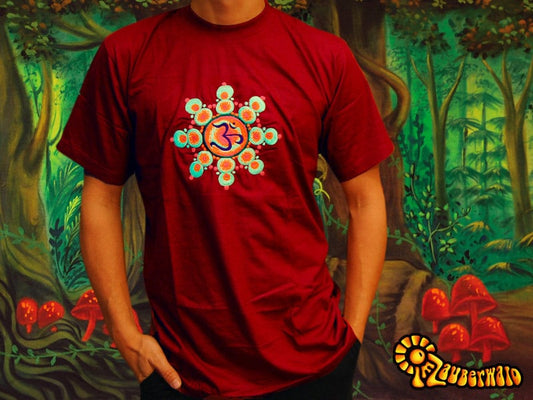 Aum Bubbles T-Shirt blacklight aum goa trance wears embroidery no print goa t-shirt