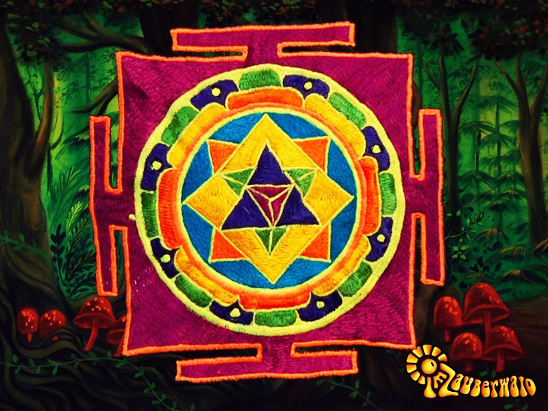 Merkabha T-Shirt - sacred healing geometry flower of life drunvalo melchizedek handmade embroidery no print