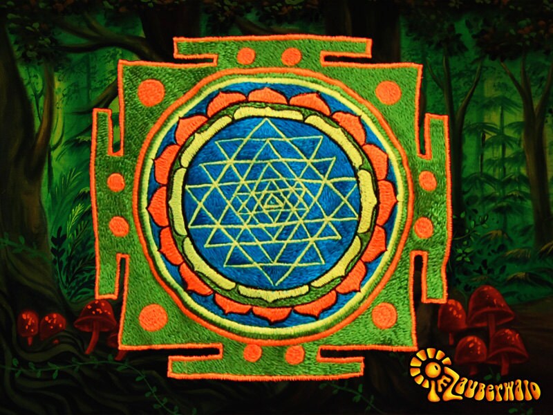 Sri Yantra T-Shirt - sacred healing yantra from india handmade embroidery no print