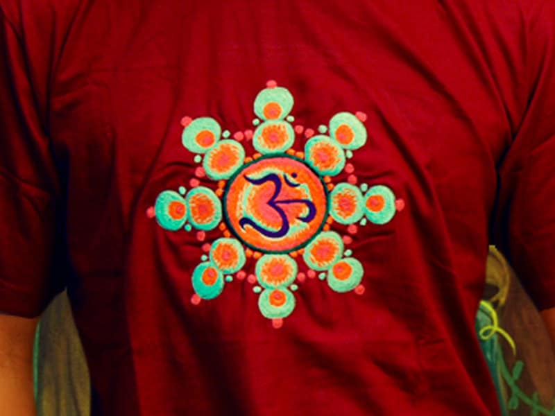 Aum Bubbles T-Shirt blacklight aum goa trance wears embroidery no print goa t-shirt