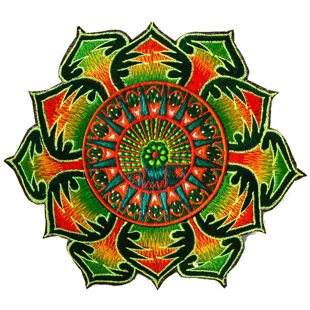 Peyote Mandala Huichol Artwork psychedelic blacklight patch
