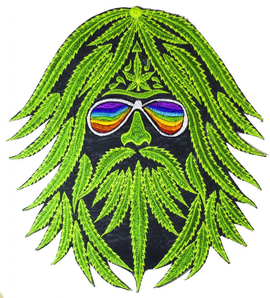 Rainbow Happy Hippie Hemp Spirit Patch with Marihuana Leaves Cannabis Ganja THC Healing Medicine Garcia Kind Friendly Embroidery Rasta Patch