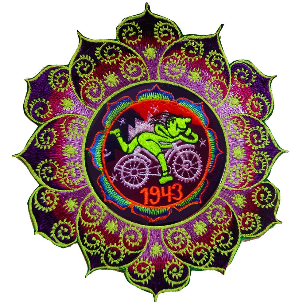 Hofmann LSD Mandala Bicycle Day blacklight purple Patch 1943 Psychedelic Fractal Acid Trip Goa Hippie Visionary Medicine Divine Healing