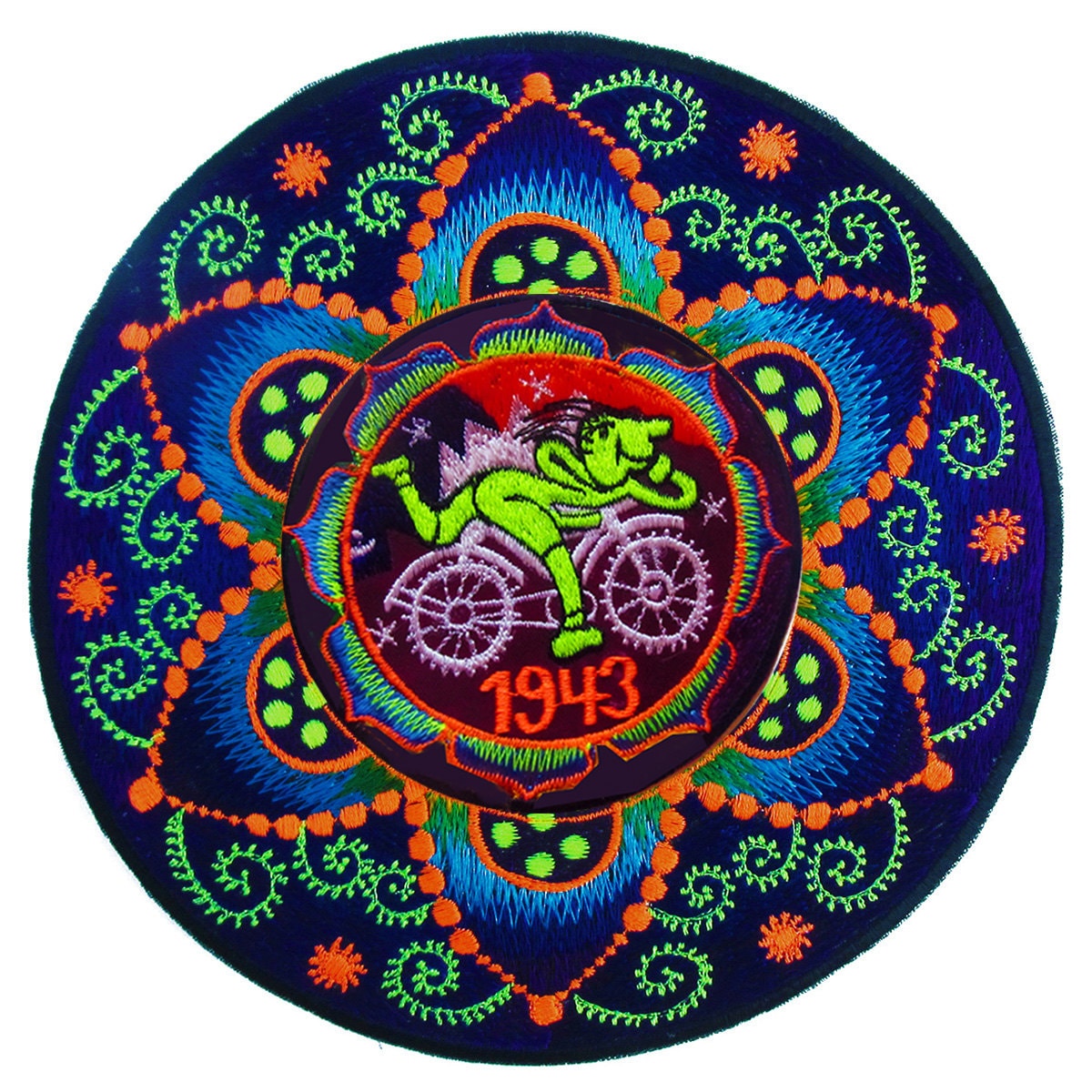 Hofmann LSD Bicycle Day fractal flower of life Patch 1943 Psychedelic Fractal Acid Trip Goa Hippie Visionary Medicine Divine Healing