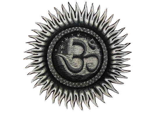 Silver Aum Mandala Patch goa psy trance