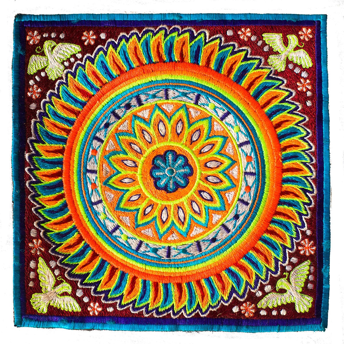 Shaman Eagles Huichol Peyote Artwork mescaline indigene art magic cactus psychedelic embroidery art