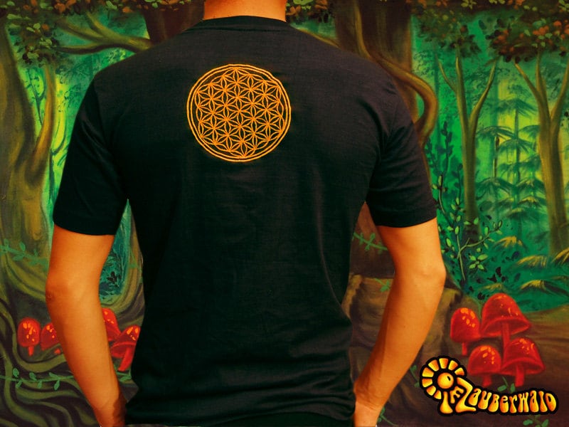 Jesus was a Mushroom T-Shirt blacklight handmade embroidery no print goa t-shirt