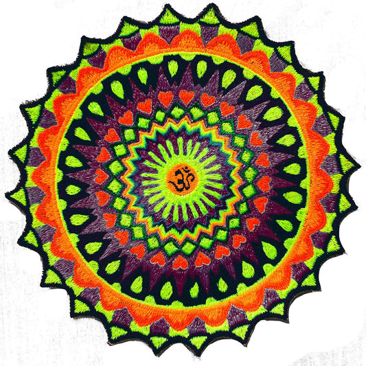 Purple Sun Mandala AUM Patch blacklight active