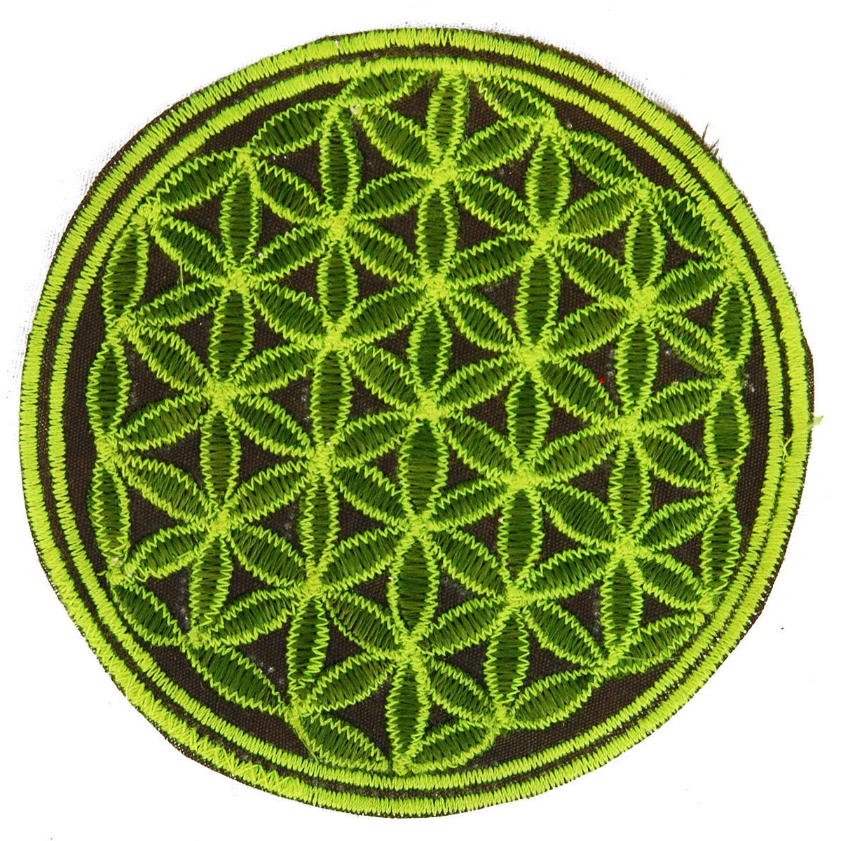 red flower of life patch small size embroidery application for sew on with blacklight glowing lines