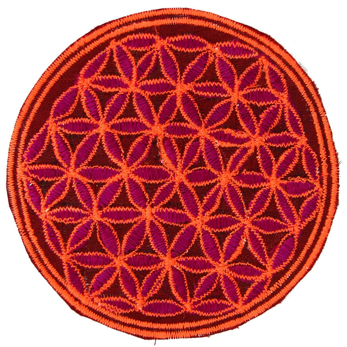 full blacklight flower of life patch small size embroidery artwork sacred geometry for sew on