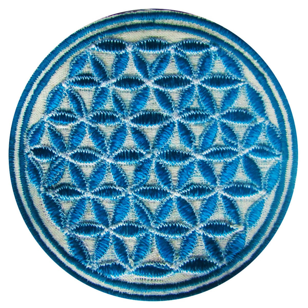 red flower of life patch small size embroidery application for sew on with blacklight glowing lines