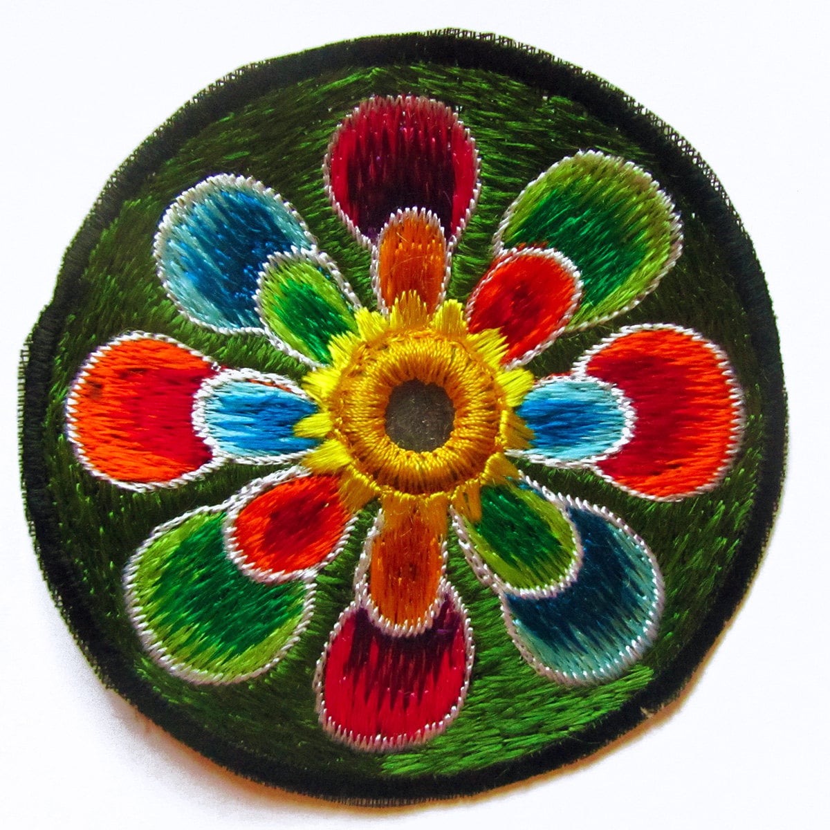 purple flower small patch with mirror 8cm beautiful flower power hippie art