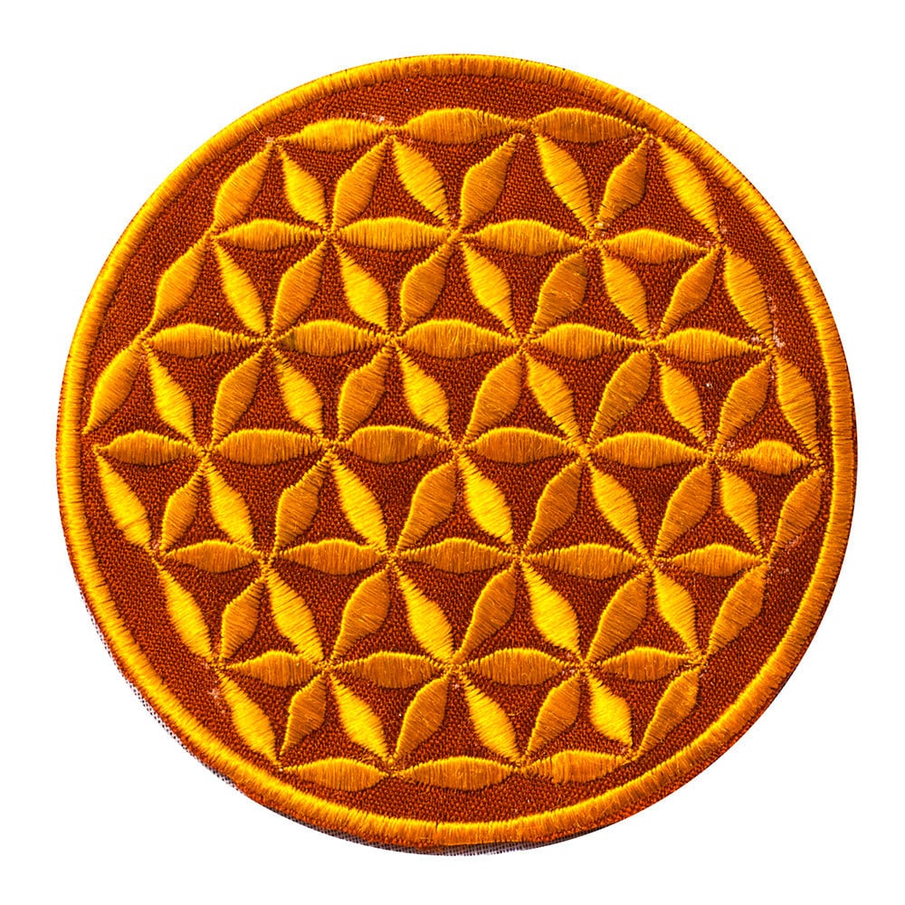 green orange flower of life patch small size with variations
