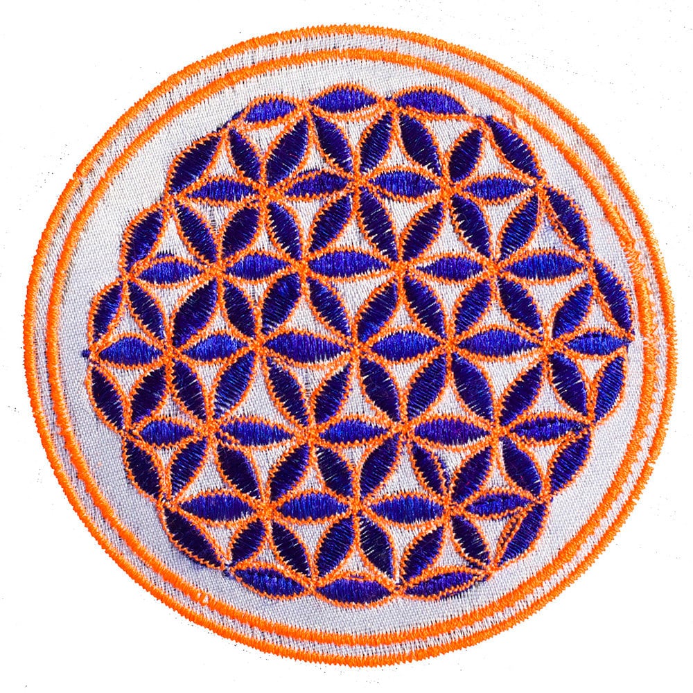 black flower of life patch small size with variations
