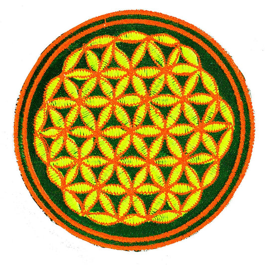 green orange flower of life patch small size with variations