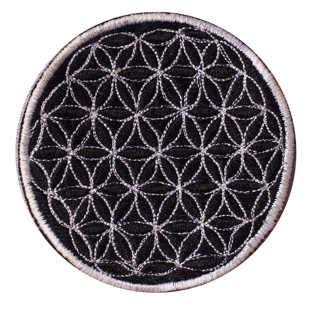 black flower of life patch small size with variations