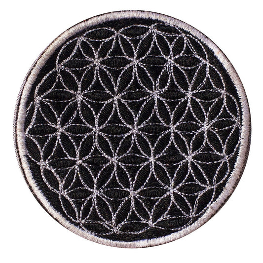 black flower of life patch small size with variations