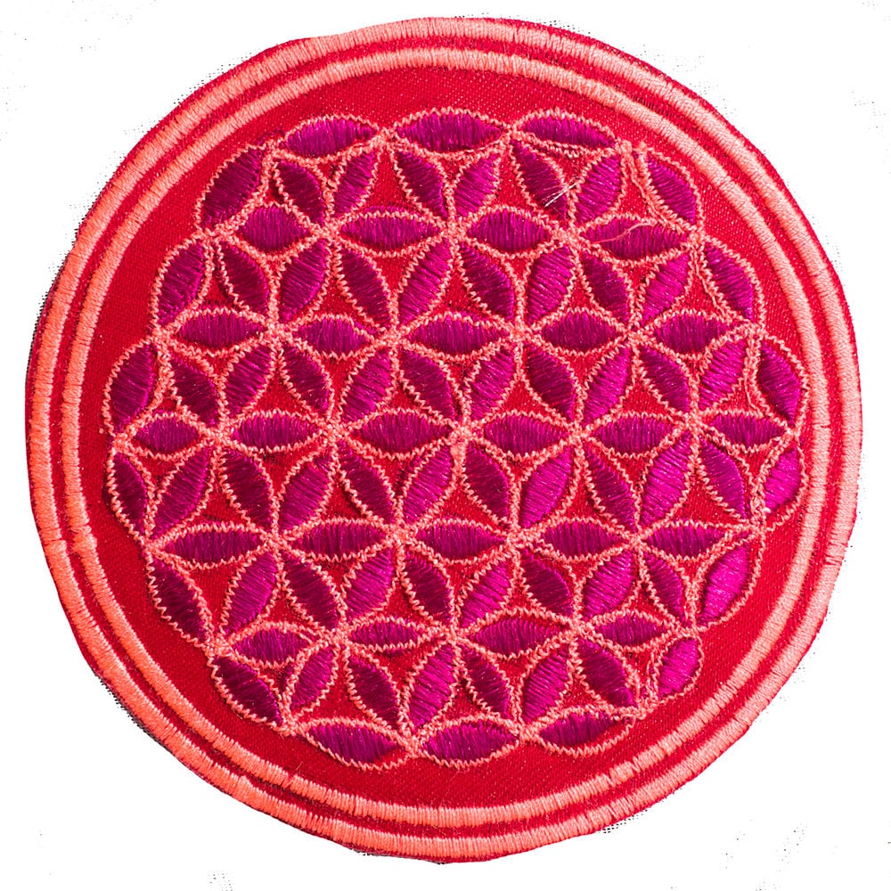 pink flower of life patch small size with variations