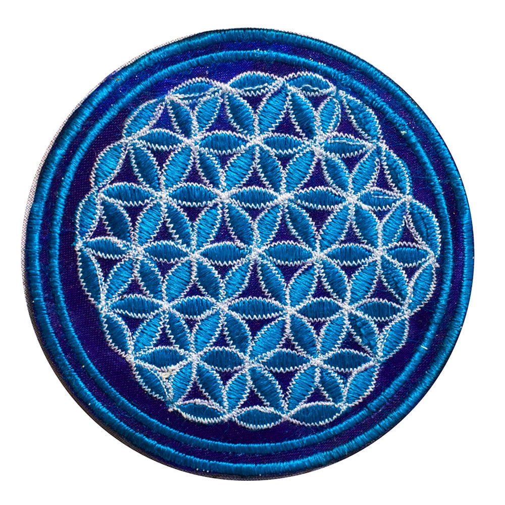 black flower of life patch small size with variations