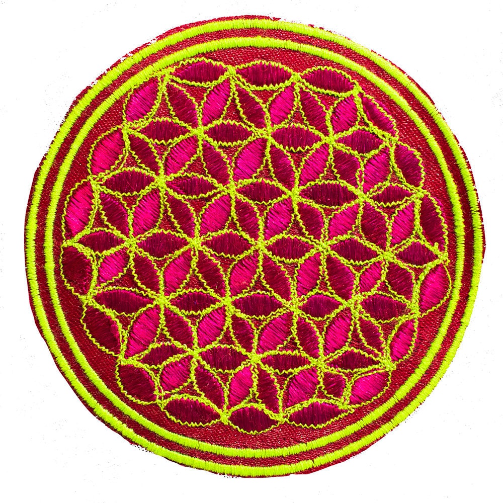 black flower of life patch small size with variations