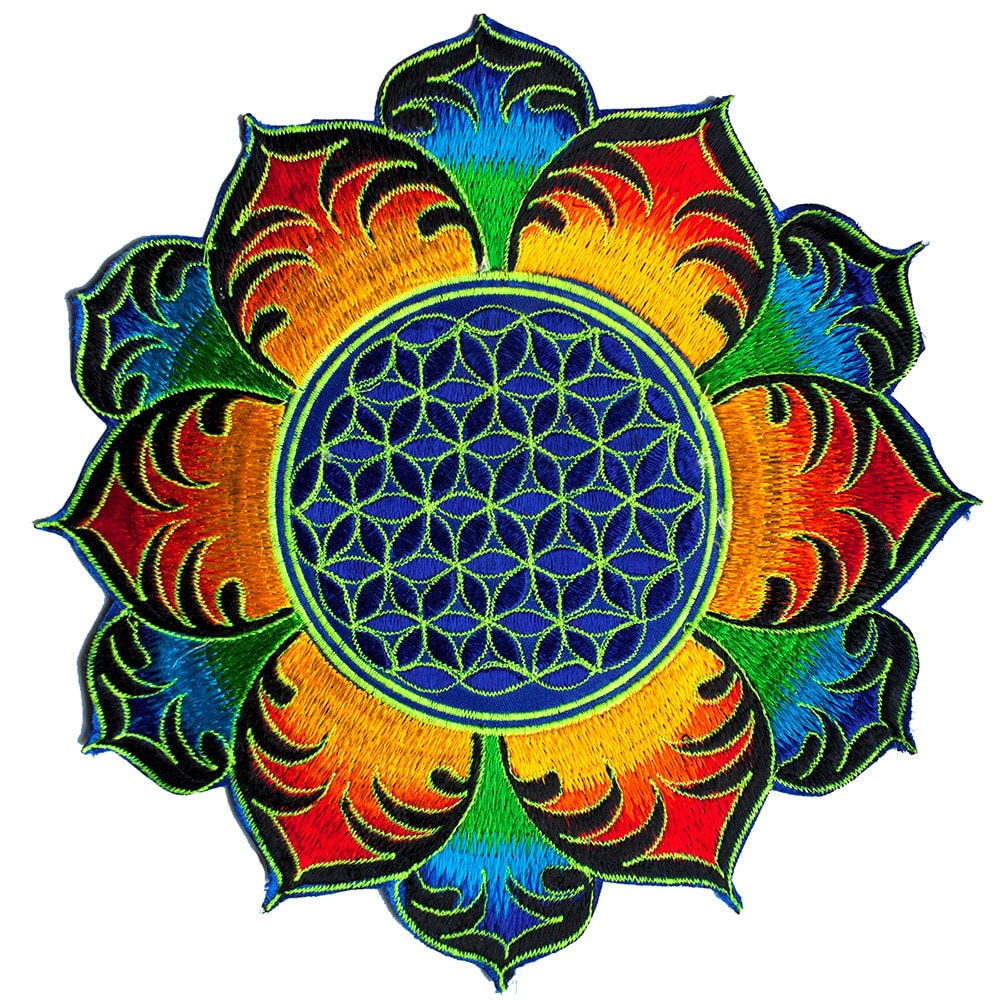 Flower of Life mandala shirt - rainbow sacred geometry embroidery no print divine healing yantra handmade - choose any colour and size