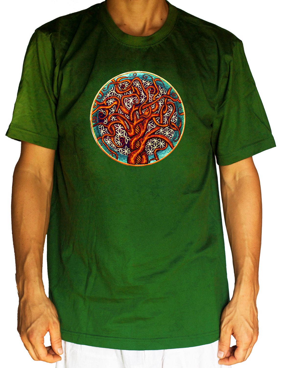 Tree of Life shirt flower of life - sacred geometry embroidery no print drunvalo melchizedek handmade - choose any colour and size