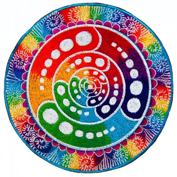 Attributes Shirt rainbow fractal mandala blacklight handmade embroidery no print goa t-shirt